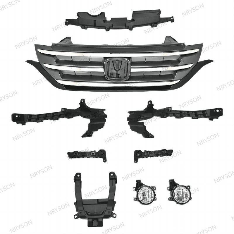 NAYSON 9PC For Honda CR-V 2012-2014 Front Chrome Grille Fog