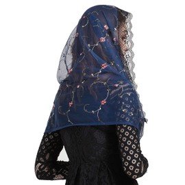 Velo católico Chuch velos encaje Mantilla Capilla Velo Masa Infinito Velo Y013, Marino, Talla única