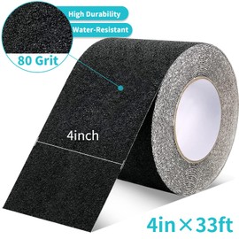 Duccinp Anti Slip Tape with Bright Black Grip Stripes 10cm x 10m Waterproof Hazard Caution Warning Tape for Outdoor Stairs, Step Treads, Ramp, Skateboard