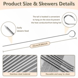 elzle 20 Pezzi Spiedini Acciaio Inox Per Barbecue, spiedini in acciaio inossidabile 25 cm, Perfetti per Panettone, Falò, Grill per Marshmallow, Cioccolato, Spuntini e Verdure.