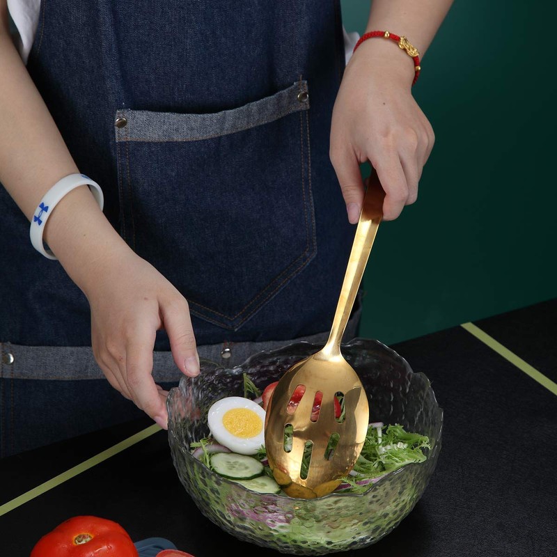 Gold Cooking Spoon, Berglander Stainless Steel Slotted Spoon Titanium Gold