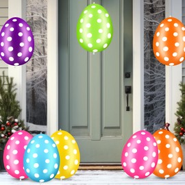24 Pack Inflatable Easter Eggs Decorations, 16inch Easter Inflatables Eggs Yard Decor, Colorful Eggs Outdoor Decor for Lawn, Party, Garden (6 Colors)