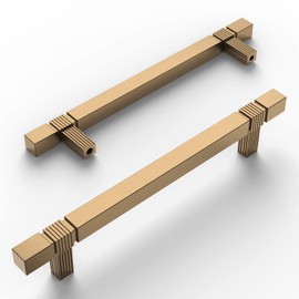 Amerdeco 10 Pack Champagne Bronze Cabinet Pulls 5 Inch Hole Center Cabinet Hardware Kitchen Cabinet Handles for Bathroom Champagne Gold Drawer Pulls Dresser Pulls T Bar ZH0021