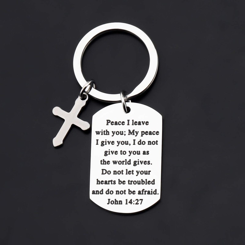 Gzrlyf Bible Verse Keychain John 14:27 Peace I Leave with