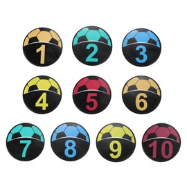 PATIKIL Number Spot Markers 9 Inch, 10 Pcs Soccer Non-Slip Floor Dots Agility Markers Flat Field Cones Poly Dots for Dance Soccer Basketball Sports, Yellow/Blue/Red/Dark Yellow/Green