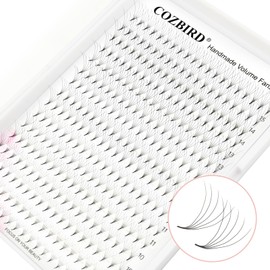 COZBIRD Premade Fans Eyelash Extensions 320 Fans 5D Volume 0.07mm C curl 11mm Pointy Base Sharp Narrow Stem Pre Fanned Lashes Fluffy Matte Black Soft