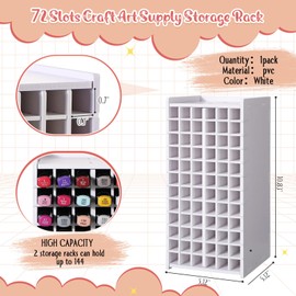 Sunnychicc 2 Pack 72 Slots Marker Storage Organizer Marker Organizer for Desk Marker Holder Art Marker Rack with Removable Divider to Store Paint Brushes Pens Color Pencils, White
