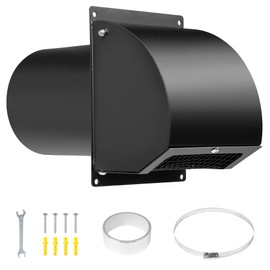 Neoaider 8 Inch Hooded Wall Vent with Screen, Damper, 8-1/4" Length Duct, 14 Gauge Steel Vent Covers for Wall, Wall Vent Cover for Residential Housing and Industrial Facilities Air Exhaust, Black
