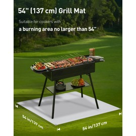 Pawfly Grill Mats for Outdoor Grill, Large Fireproof Grill Mat, Heat-Resistant Fire Pit Pad for BBQ Fireplace Stove, Waterproof Barbecue Protector for Outside Lawns Decks and Patios, 53.9" x 53.9"