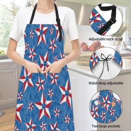 JASAKOO American Flag Stars Apron, Valentine's Day Adjustable Bib Apron Waterdrop for Women Men, Suitable Gifts for Home Kitchen Cooking Waitress Chef Grill Bistro Baking BBQ Cobbler Apron