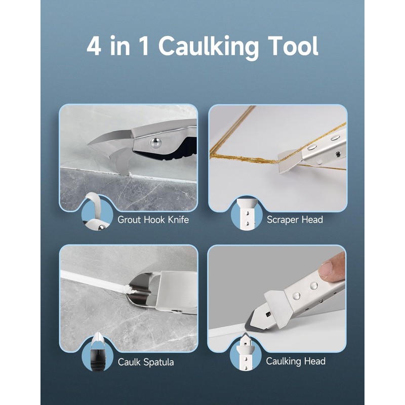 EVOHONOUR Silicone Caulking Tool Kit, Stainless Steel Caulk Remover Tool,