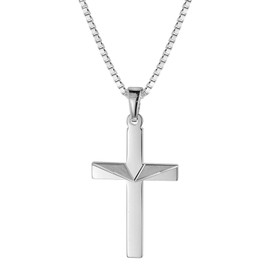 trendor Cross Pendant on Necklace for Men 925 Silver Cross Chain Men Fashion Gift Idea Timeless Men's Jewellery 08477, Sterling Silver