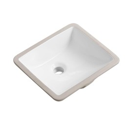 KARAMAG 14 Inch Small Undermount Bathroom Sink Rectangle Undermount Sink White Ceramic Under Counter Bathroom Sinks with Overflow (14.4"x12.7")