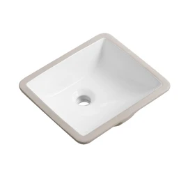 14 Inch Small Undermount Bathroom Sink Rectangle Undermount Sink White Ceramic Under Counter Bathroom Sinks with Overflow (14.4"x12.7")