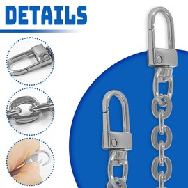 Luomorgo 2 Pcs Metal Chain Handles Strap, Purse Chain Straps Replacement, Handbags Chain Handles for Shoulder Bags, Clutch Purse DIY Crafts (Silver, 15.7" Length)