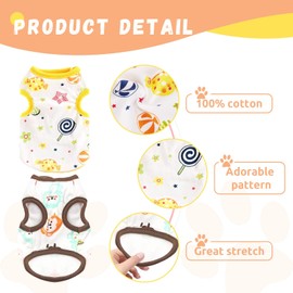 TENGZHI 2 Pack Dog Shirts Soft Stretchy Cotton Summer Pet Dog T Shirts for Small Dogs Cats Cute Cartoon Print Puppy Vest Clothes Lightweight Breathable Sleeveless Doggy Tank Top Outfit