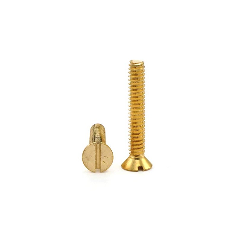Brass Slotted Flat Head Machine Screws - 1/4"-20 x 4