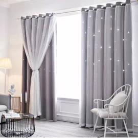 Quioo Store Cortina Blackout De 2 Panel Con Estrellas De 132x213cm