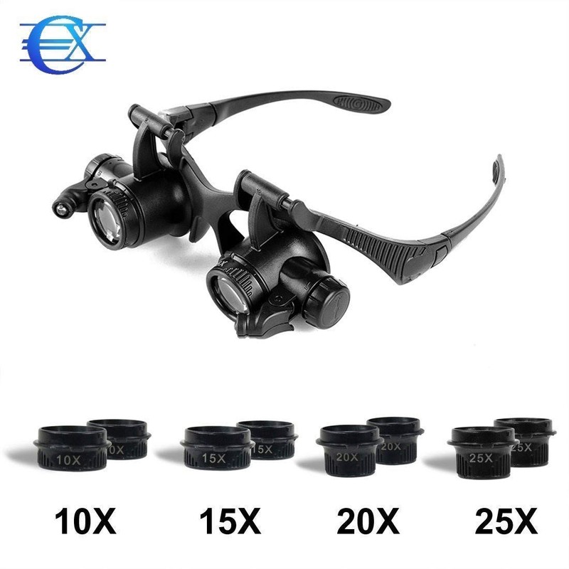 EUROXANTY Magnifying Glasses, Head Magnifier with LED Lighting, 10, 15,