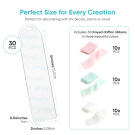 6x2” Acrylic Bookmark Blanks- 30 Pieces Acrylic Bookmark Kit with 30 Pcs Ribbon for Reading Lovers DIY Crafts Hanging Tag Gift Tag Price Tags, Graduation Back to School Presents(Semicircle)