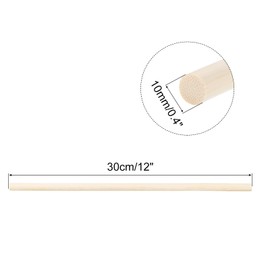 MECCANIXITY Wooden Dowel Rods,30cm/12 Round Dowel Rod Wood Sticks,10mm/0.4" Bamboo Stick for Arts Crafts, Photo Booth Props, DIY Building Model,20 Pack