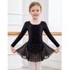 Zaclotre Girls Black Leotards with Shiny Skirts Crisscross Back Ballet