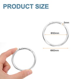 sourcing map 10pcs Spring O Ring Clip, Metal Spring Clasp Key Ring, 60mm / 2 3/8-inch Round Keychain Snap Buckle Accessories for Purse Shoulder Bag Lanyard Leather DIY Crafts, Silver