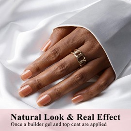 SXVME Soft Gel Nail Tips Short Square 300Pcs Pre-applied Tip Primer Nail Tips, Natural Brown Colored Gel Tips Acrylic Fake Nails Extensions Nude False Nails Press ons for Easy DIY