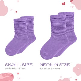 DOOVID Toddler Slouch Socks Knee High Socks Kids Boys Girls Cotton Long Crew Socks Light Purple 6-8 Years