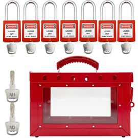 SAFBY Lockout Tagout Box Kit Portable Safety Group Padlock Box with 1-7 Loto Locks Lock Out Tag Out Station (1pcs Loto Box with 1-7 Locks)