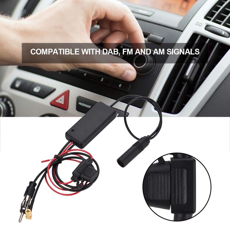 Car Antenna Amplifier AM FM Adapter Car Aerial Booster Amplifier