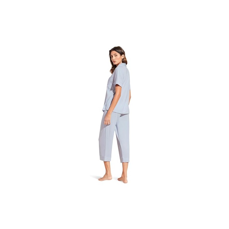 Eberjey Gisele - The Cropped Pajama Set Ice Blue/Ivory MD