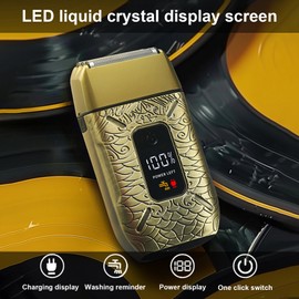 Men's Electric Beard Trimmer with 3 Heads Shaving Foil Razor Bald Head Shaver Full Body Washable Dry and Wet Use Rechargeable with Digital Display