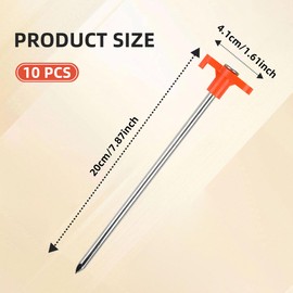 Feiyayi Tent Pegs Metal Heavy Duty Camping Pegs, 10 Pcs Tent Pegs Metal for Hard Ground, Tents, Tarpaulin, Outdoor, Camping (10)