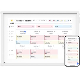 10.1 Inch Smart Digital Calendar Planner & Chore Chart, IPS HD Touchscreen Interactive Display for Family Schedules, Desk Stand Included - Share Photos/Videos - Colour: 10.1 Inch - White