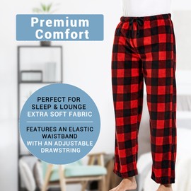DG Hill Fleece Lounge Pants - Winter Sleepwear Plaid PJs with Pockets - Pajamas Bottoms Microfleece Sleep Pants PJ