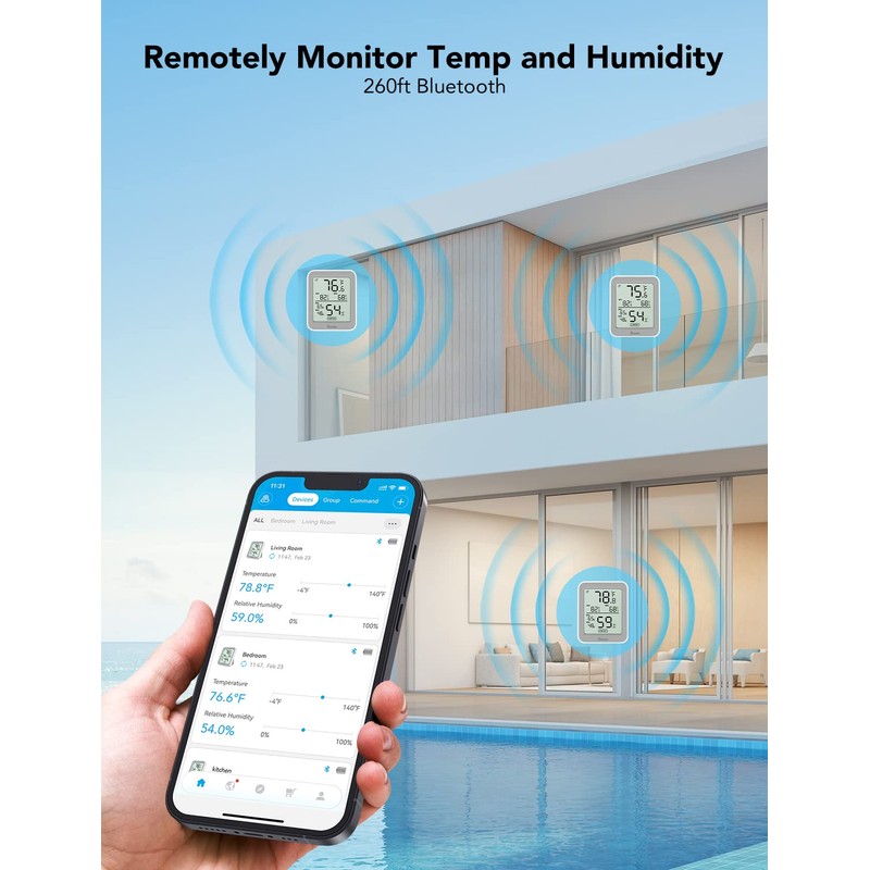 Govee Indoor Hygrometer Thermometer 3 Pack, Bluetooth Humidity Temperature Gauge