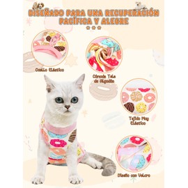 SCHIB Traje de Recuperación para Perros y Gatos, Transpirable y Elásticos, para Aliviar la Ansiedad, Protección de Heridas Abdominales y Enfermedades de la Piel, Lindo Traje de Cirugía para Gatos