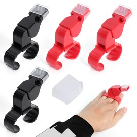 Vefungyan 4pcs Finger Grip Referee Whistle: Hand Held Coach Whistle Loud Crisp Sound with Rubber Sleeve for Hockey Football Soccer