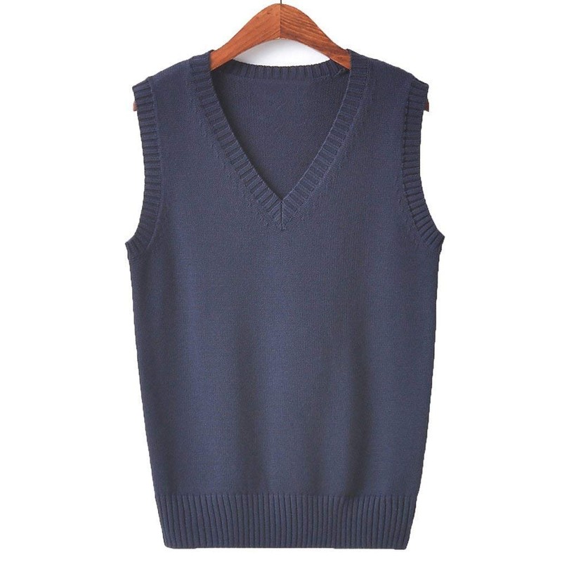 EIMEI School Uniform Vest, Sleeveless, Plain, Loose Fit, Knit, All