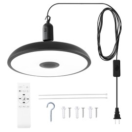 HOREVO Plug in Pendant Light Hanging Lamp Fixture for Kitchen Island 18W Farmhouse Adjustable Pendant Lighting with Color Change for Kitchen, Bar, Dining Room, Bedroom, Living Room, Entryway, Garage