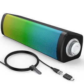 LENRUE Computer Speakers, USB Powered Laptop Speaker, Knob Control, Touch Colored Lights, with USB C Adapter for PC Laptop Tablet Phone