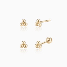 14k mini triangle ball earring piercing / 14k 미니 삼각 볼 귀걸이 피어싱