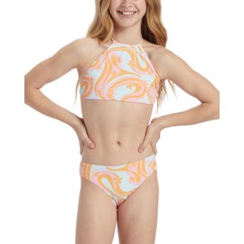 Billabong Girls' Standard in The Groove High Neck Two Piece Swim Set (Little Big Kids), Multi
