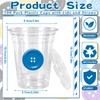 100Pcs Button Party Plastic Cups Disposable Cups with Lids Straws