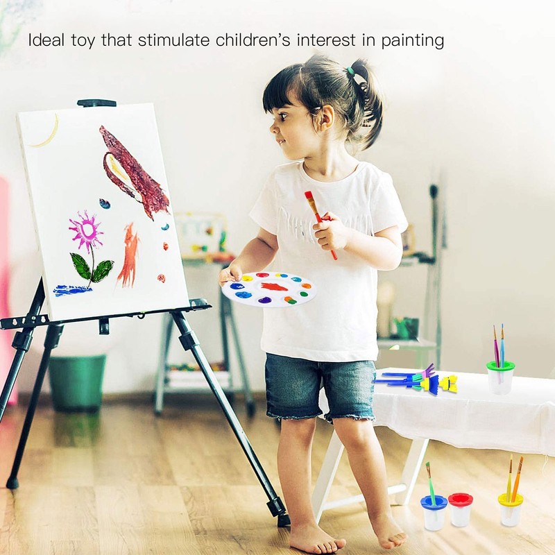 25Pcs Sponge Paint Brush Set Stamp Palette Kit Kids Graffiti