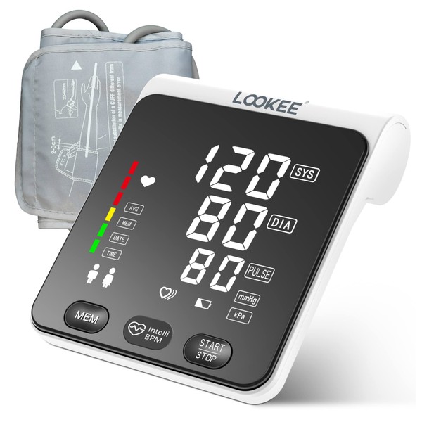 LOOKEE Premium A2 Blood Pressure Monitor with 6.4" LED Clarity | Upper Arm Blood Pressure Monitors for Home Use | Slim Design | Large Cuff | Automatic LED Blood Pressure Machine with Clinical Accuracy