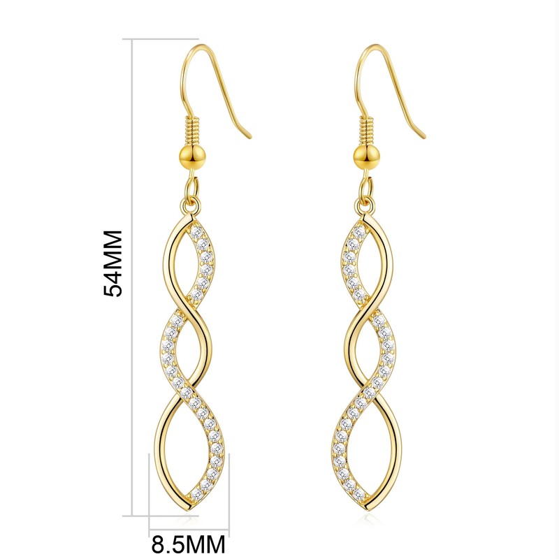 Philip Jones Gold Plated Twist Drop Earrings Created with Zircondia®
