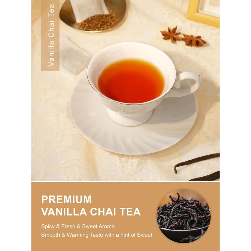 TeeLux Vanilla Chai Tea Bags, Pack of 100, Vegan, Creamy