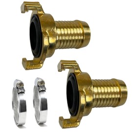 Bekindpro Pack of 2 Brass Quick Coupling to 1 Inch Nozzle, Quick Coupling Compatible with Geka System to 1 Inch Hose Nozzle for 25 mm (1 Inch) Garden Hose, with 2 Hose Clamps